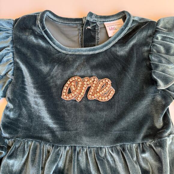 Lily & Max 1st Birthday Baby Girl Green Ruffle Bubble Romper 12-24m - Picture 4 of 12